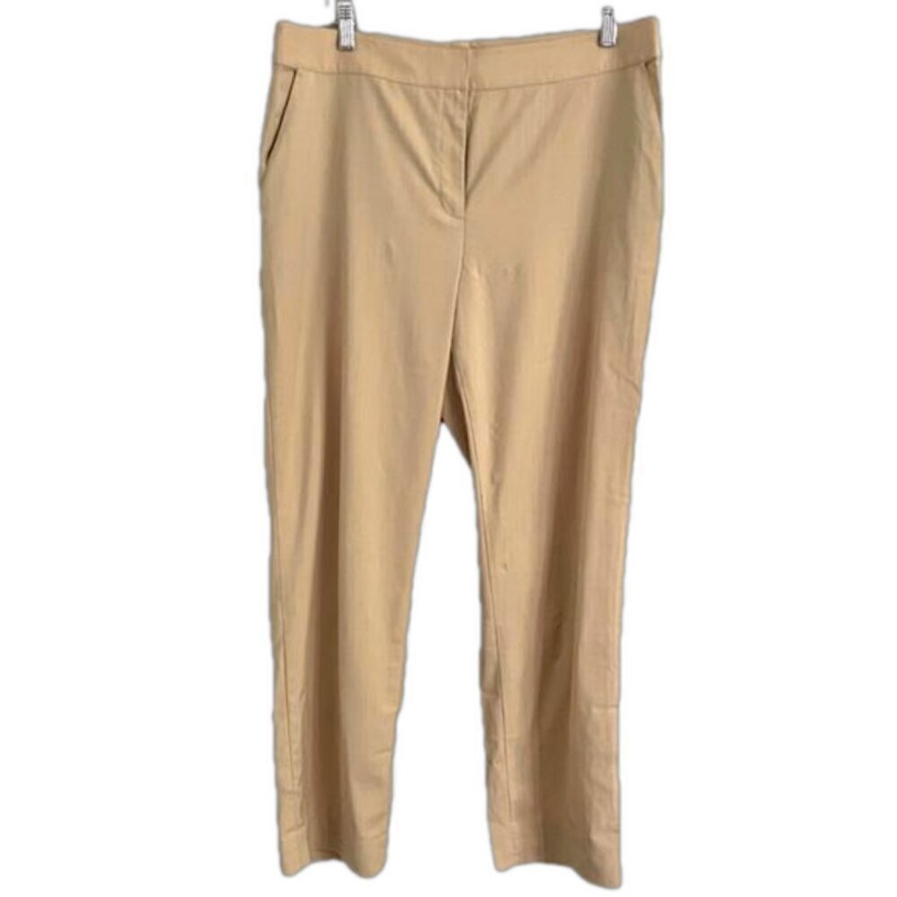 St John Beige Light Wool Straight Wide Trouser Pants - 12 🇨🇳